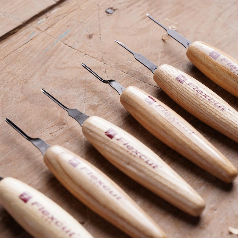 Flexcut Wood Carving Tools 1.5mm Mixed Profile Micro Tool Set of 6 MT910, 1095 High Carbon Steel Blades, Made in U.S.A. - Image 5